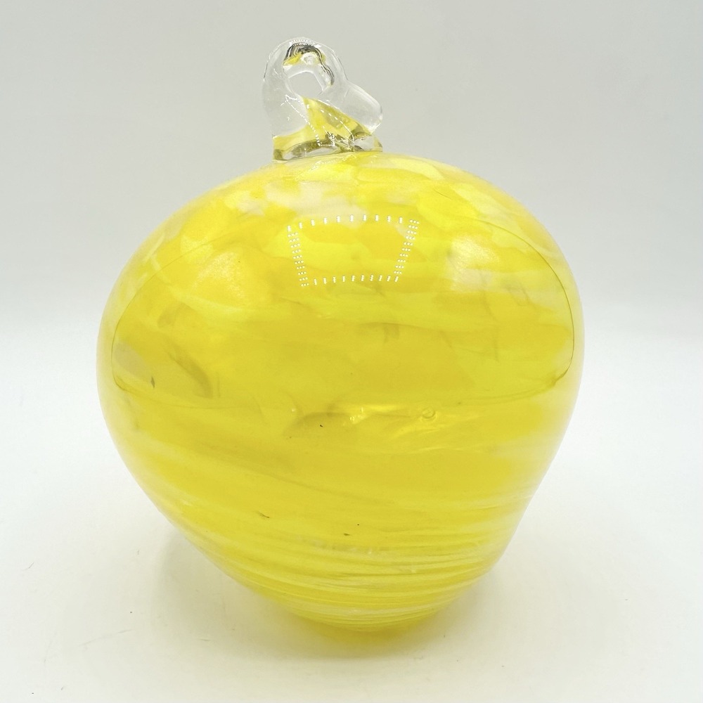 Hand Blown Yellow Art Glass Orb Boise ID USA Part Of Bird Feeder?